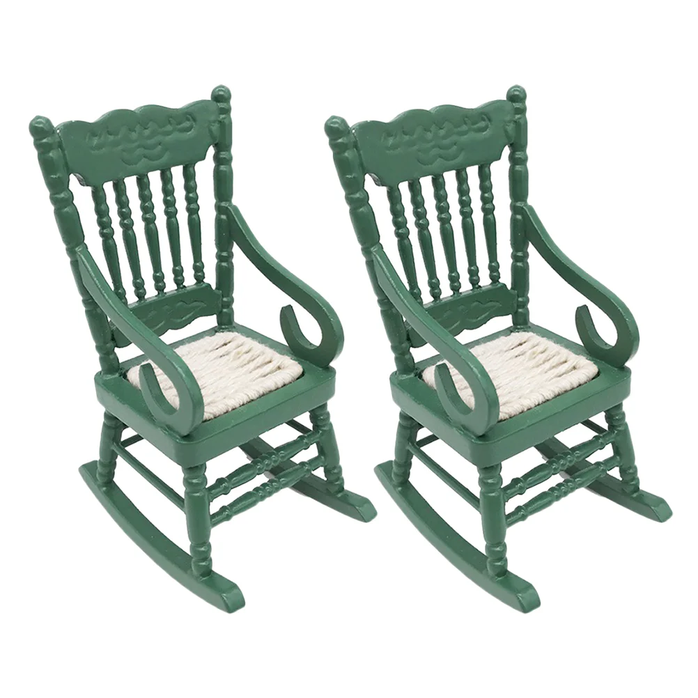 

Simulation Chair Mini House Decors Tiny Ornaments Chairs Adorns Wooden Rocking Furniture Models