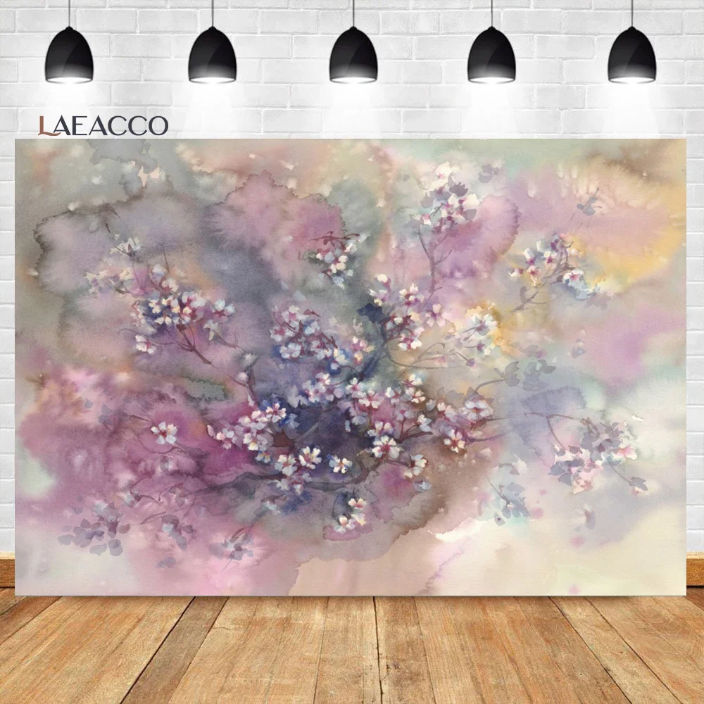 Laeacco Abstract Gradient Flowers Wall Backdrop Blossom Oil Painting Floral Newborn Adults Art Portrait Photography Background