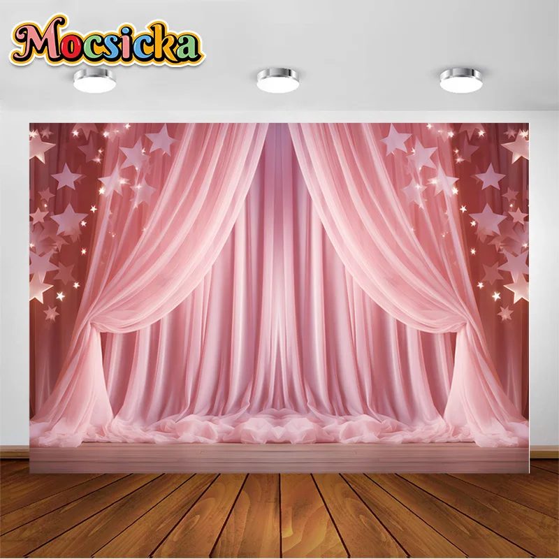 Mehofond Photography Background Pink Star Balloon Love Heart Kids Birthday Cake Smach Portrait Decor Backdrop Photo Studio