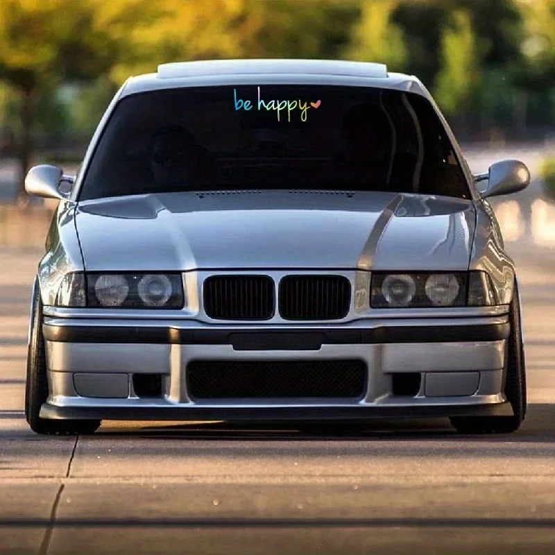 1pc Be Happy Vinyl Car Stickers Mirror Decals Self-Adhesive Home and Auto Decoration Stickers for Bedroom Living Room