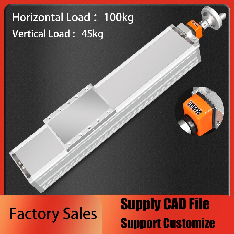 

Manual Linear Slide Module 100mm Width Adjustable Lifting Digital Display Guide Handwheel Cross Fully Enclosed Steel Belt Stage