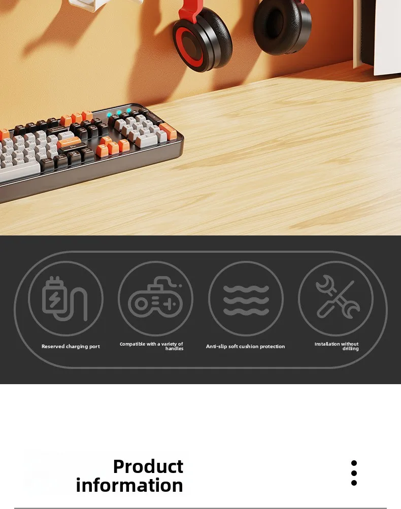 No Drilling Wall Mounted Game Controller Bracket Universal Game Controller Hanger Rack Holder for For Steam Controller2/PS5/PS4