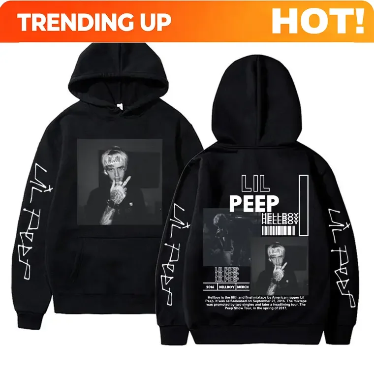 Customization Rapper Lil Peep Hell Boy Crybaby Graphics Hoodie Men Women Hip Hop Fashion Oversized Sweatshirt Men's Casual Vinta