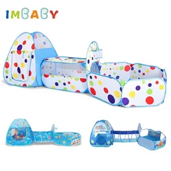 IMBABY 3 in 1 Ball Pool Folding Tent Tunnel for Children Ball Pit Playpen Crawling Tunnel Playground Corral Demgames Games Fence