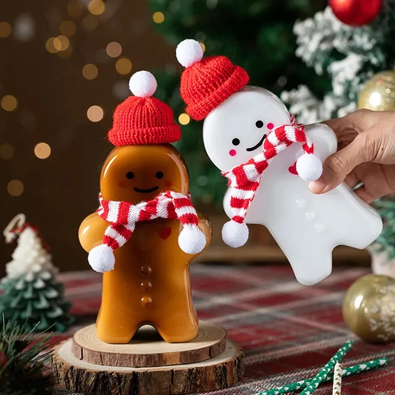 1 pz natale Gingerbread Man borraccia portatile succo di latte tè tazza d\'acqua decorazione natalizia per la casa regalo di natale di capodanno