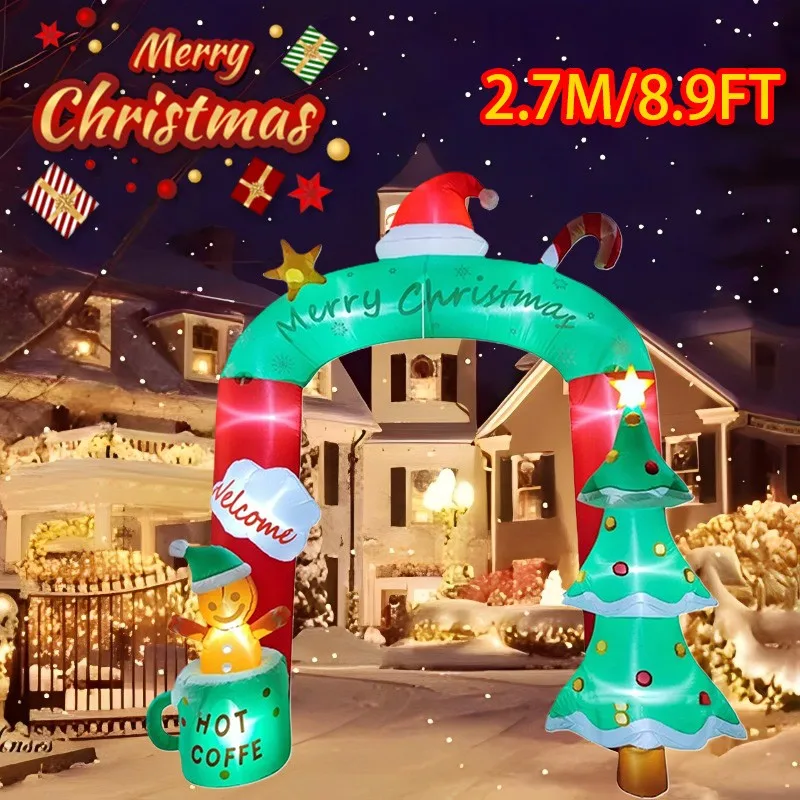 

Christmas Tree Style Arch Decorations Inflatable Toys Built-in LEDs Inflated Model Outdoor Ornament Xmas Party New Year Decor