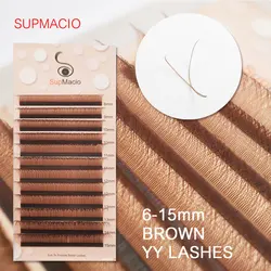 Supmacio YY Eyelashes Brown Soft 2 D Y Shape Volume Eyelash Extension Double Tip 2D Eye Lash Cilios Marrom Caramelo YY Wire