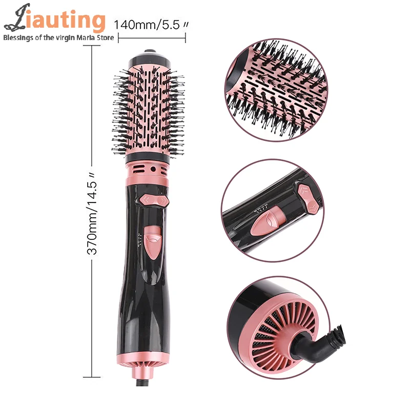 Hair Dryer Brush 2 In 1 Hot Air Spin Brush Curling Straightening Styling Auto-Rotating Ionic Round Blow Hair Dryer Volumizer
