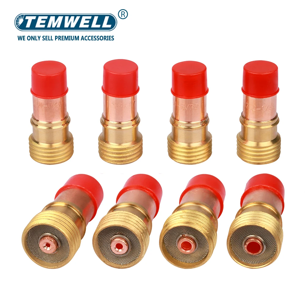 Corpo de Collet Lente de Gás Tig Acessórios Tocha de Soldagem 1.0 mm 1.6 mm 2.4 mm 3.2 mm 17gl040 17gl116 17gl332 17gl18 Tig Wp17 18 26 Pcs