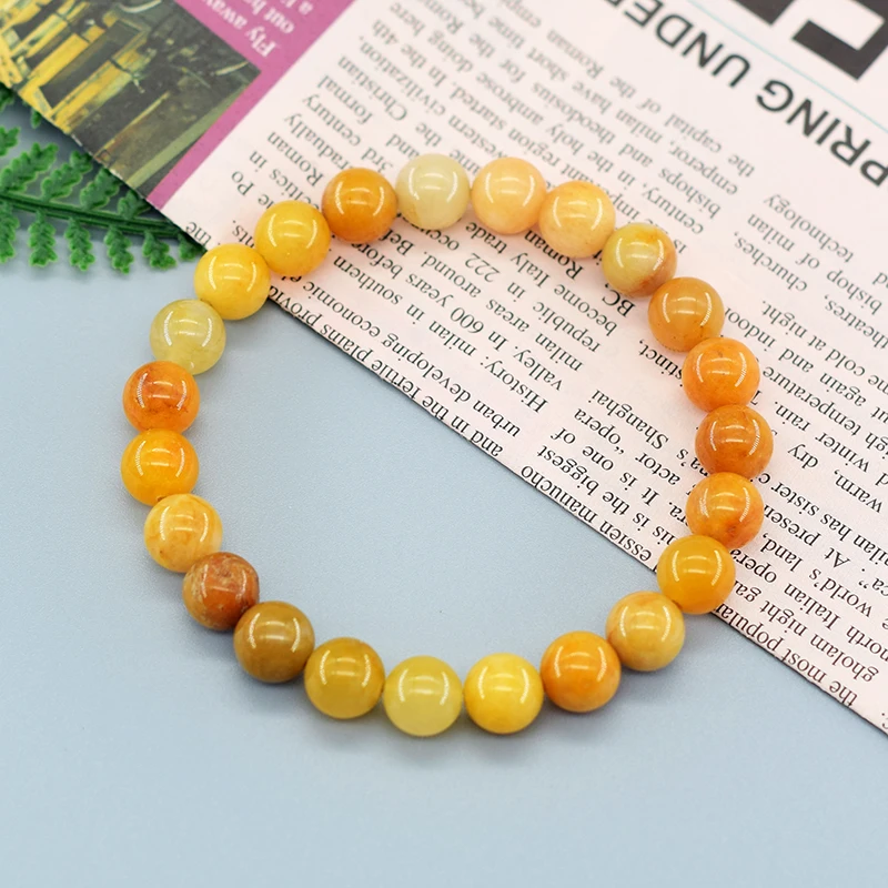 Real Natural Yellow Jade Round Beads Bracelet Women Natural Stone Crystal Amethyst Lapis Lazuli Gem Bracelet Men Gift for Lovers