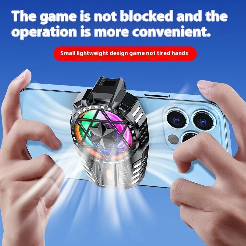 Mobile Phone Radiator with RGB Light Phone Gaming Radiator 3 Speed Adjustable Snap-On Cooling Fan for Outdoor Vlog Mobile Gaming image 4