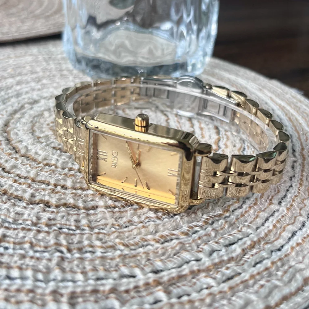 Business Minimalist Women's Watch High-end Temperament Rectangular Gold White Dial Small Bracelet Ladies' Quartz Wristwatches