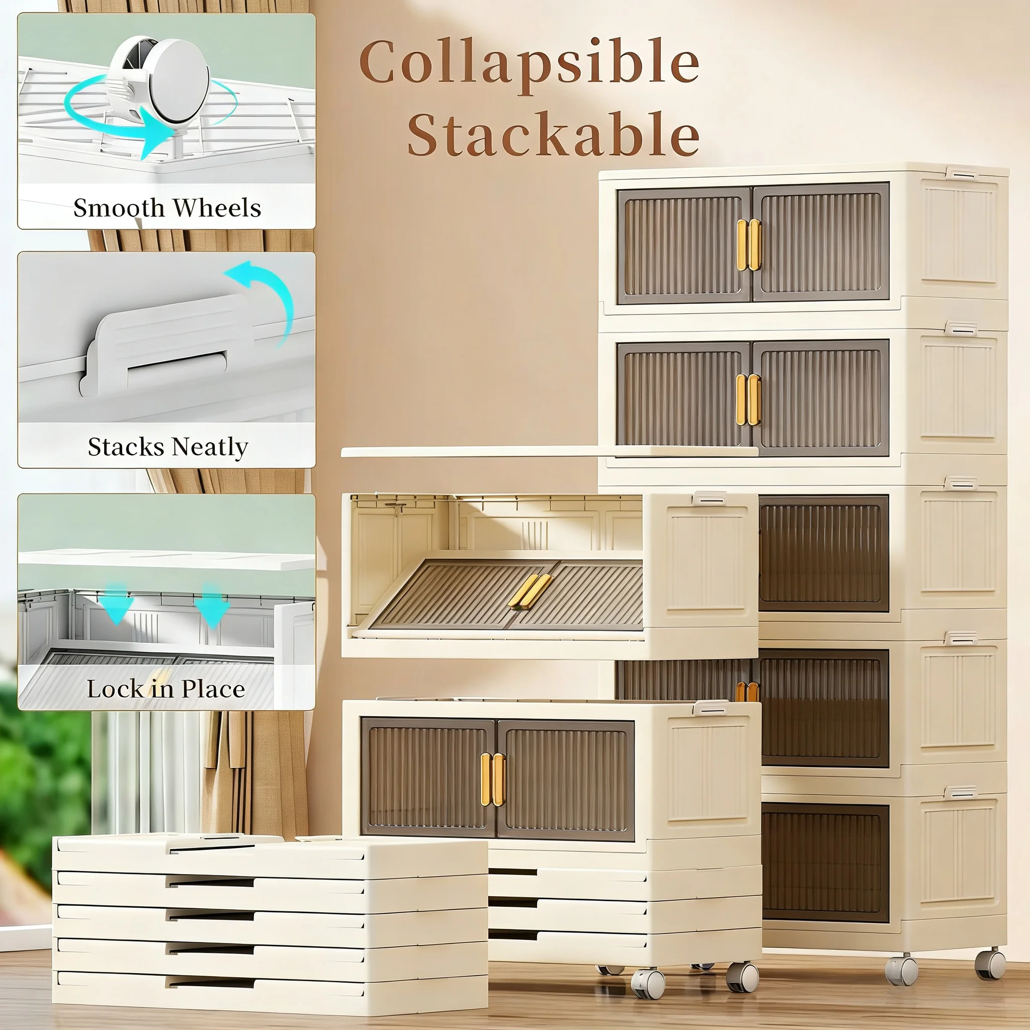 

Складной прочный шкаф для хранения с ящиками и колесиками — вместительный универсальный органайзер из полипропилена — прочная полка для хранения