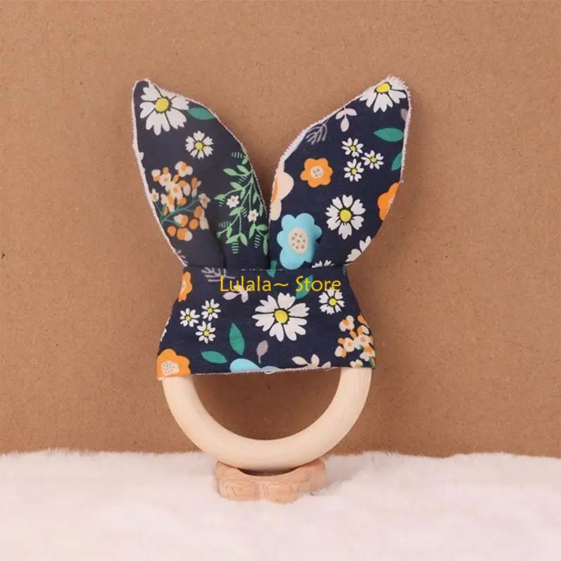 Y4QA عضاضة خشبية لحديثي الولادة لعبة أطفال تفاعلية هدية للرضع من مونتيسوري