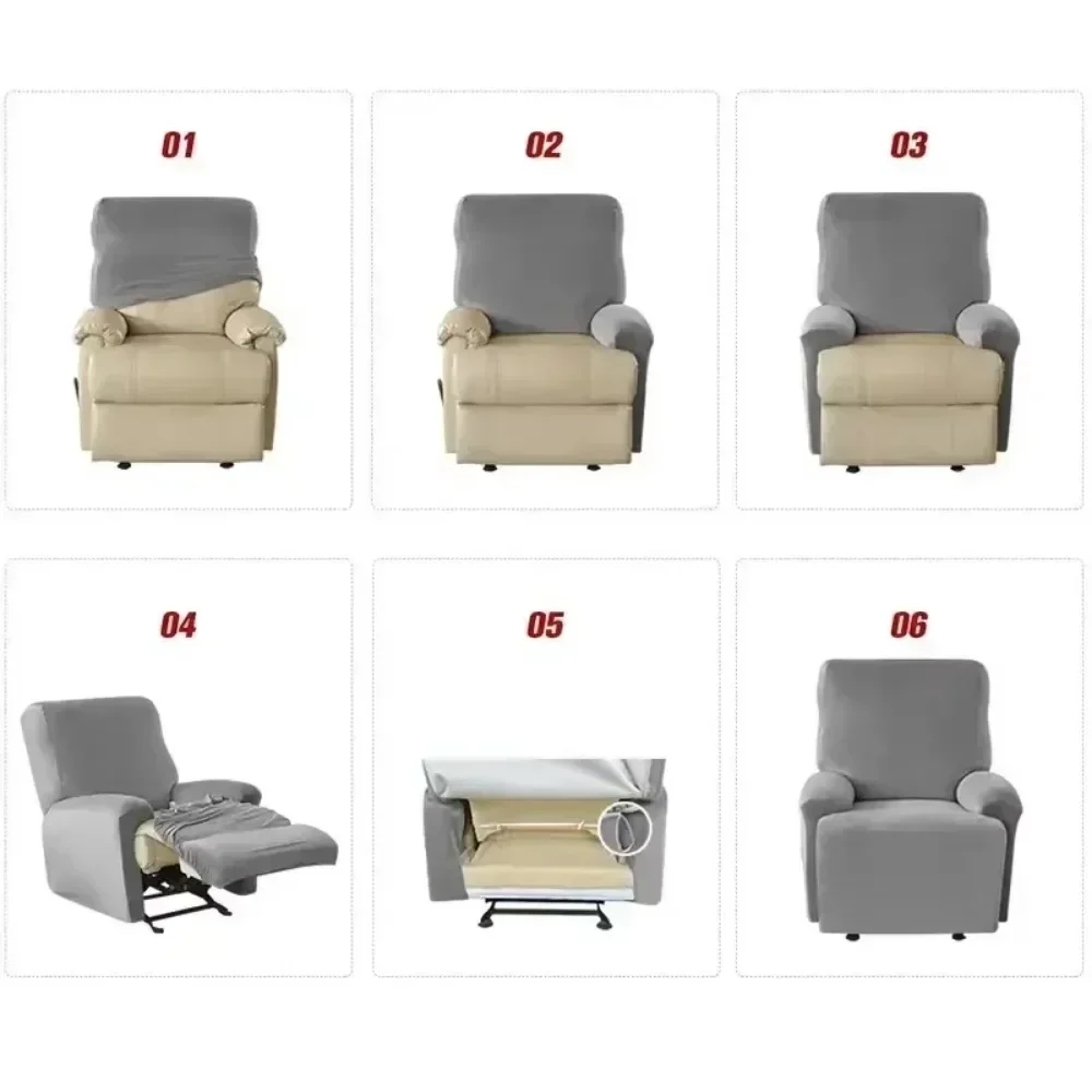 1/2/3 Seater Soft Recliner Sofa Covers Split Relax Slipcover Protector Elastic Jacquard Armchair Chair Cover Comforts Sofa Cover