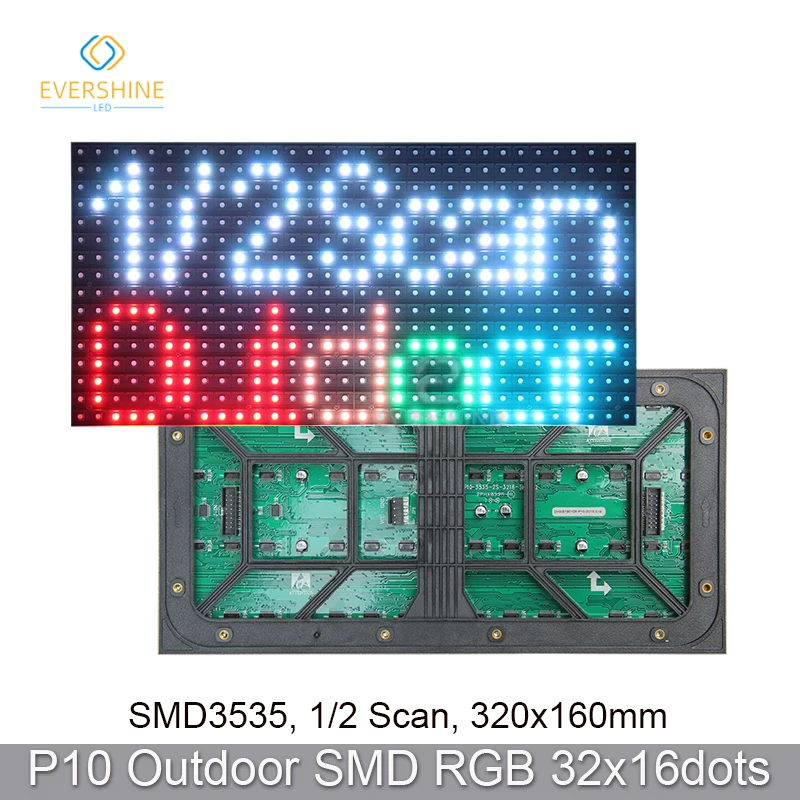 

Высокояркий полноцветный уличный светодиодный модуль P10 2S RGB для рекламных LED-экранов