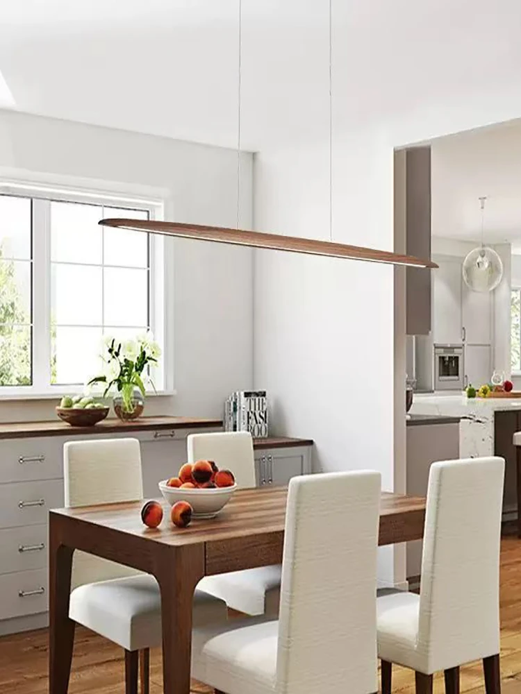 2026 Wood Pendant Light LED Wooden Hanging Lamp LED Pendant Linear Light Wood Long Kitchen Island Lamp For Dining Living Room Of view 2