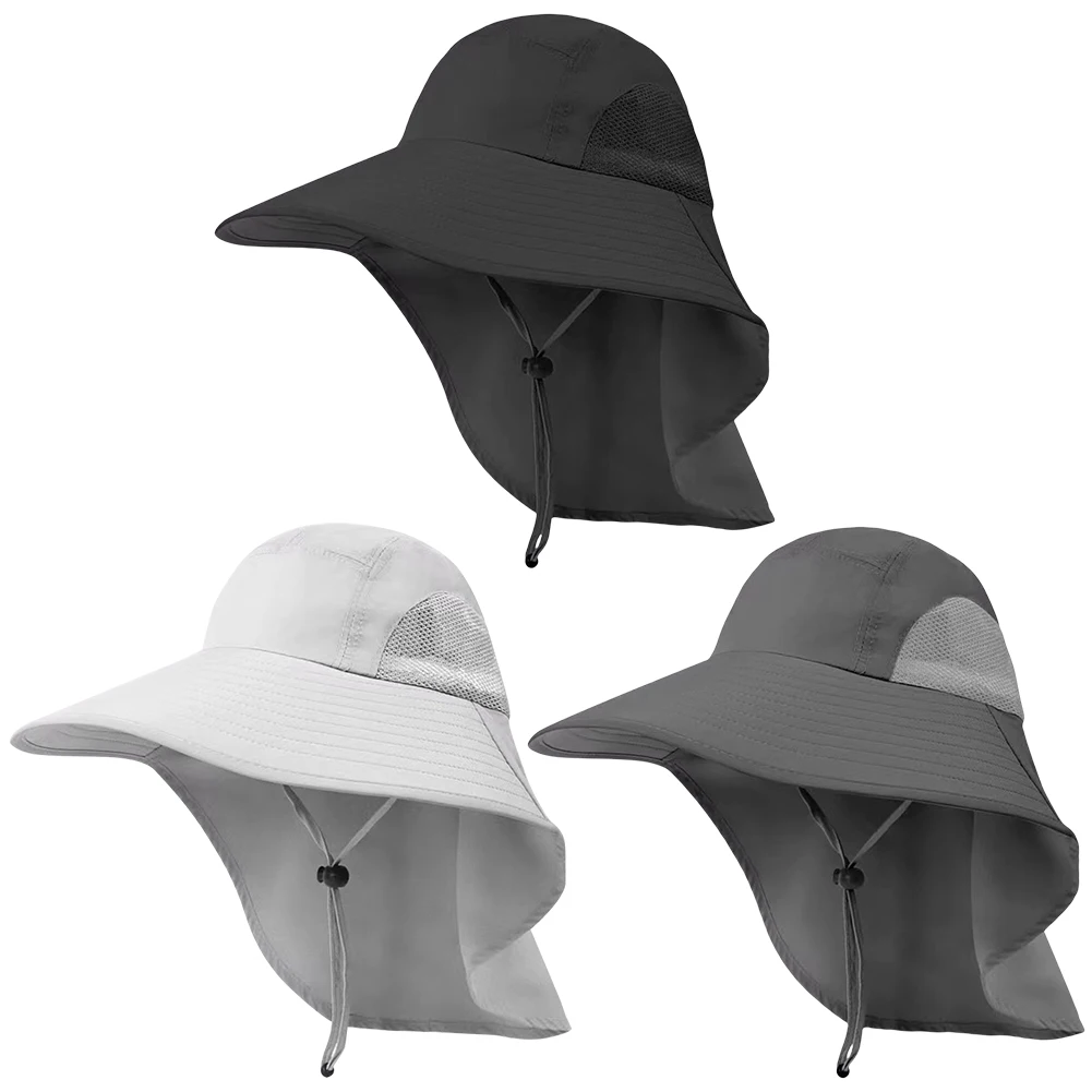 قبعة صيد خارجية للحماية من الشمس، قبعة صيد شبكية بحافة واسعة قابلة للطي، قبعة سفاري للمشي لمسافات طويلة قابلة للتعديل للتسلق والمشي لمسافات طويلة