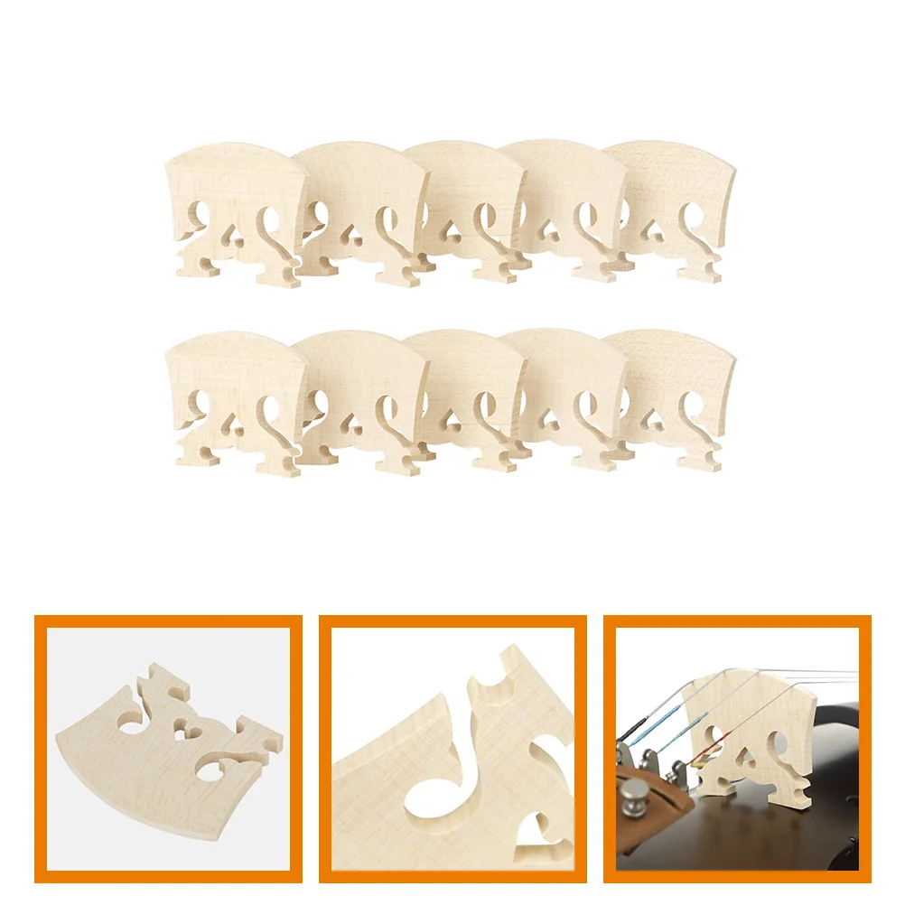 

10pcs Maple Violin Bridge Replacement Smooth Play Durable Tone Enhancer Portable Carry Case Included Performance Practice