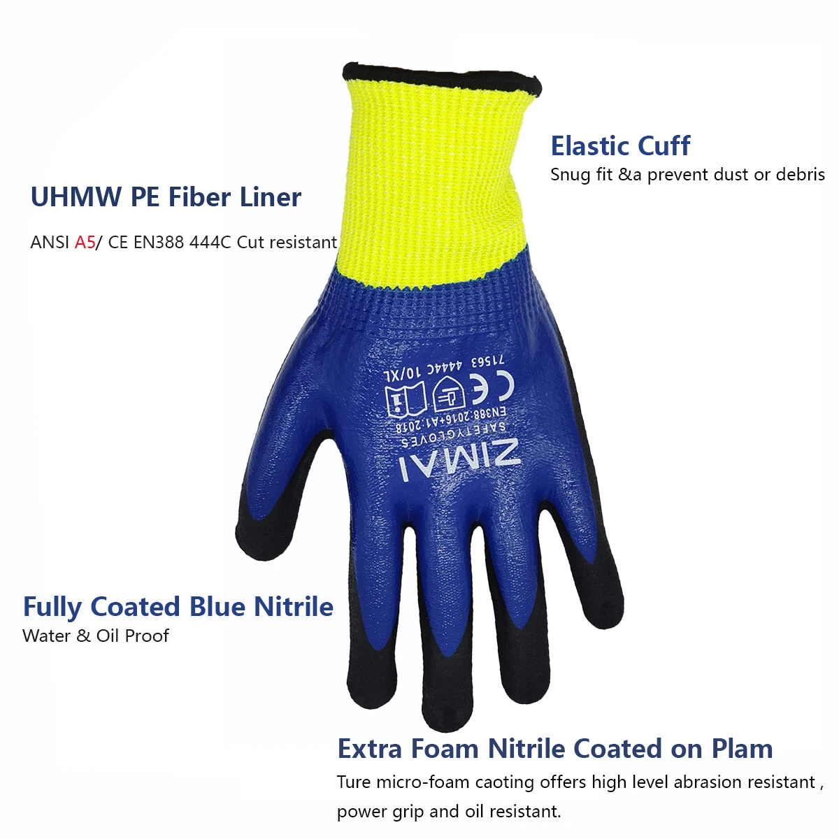 Double Layer Fully Nitrile Coated Cut Resistant Glove Water Oil Repellent Ideal Gloves for Humid Greasy Oily Work