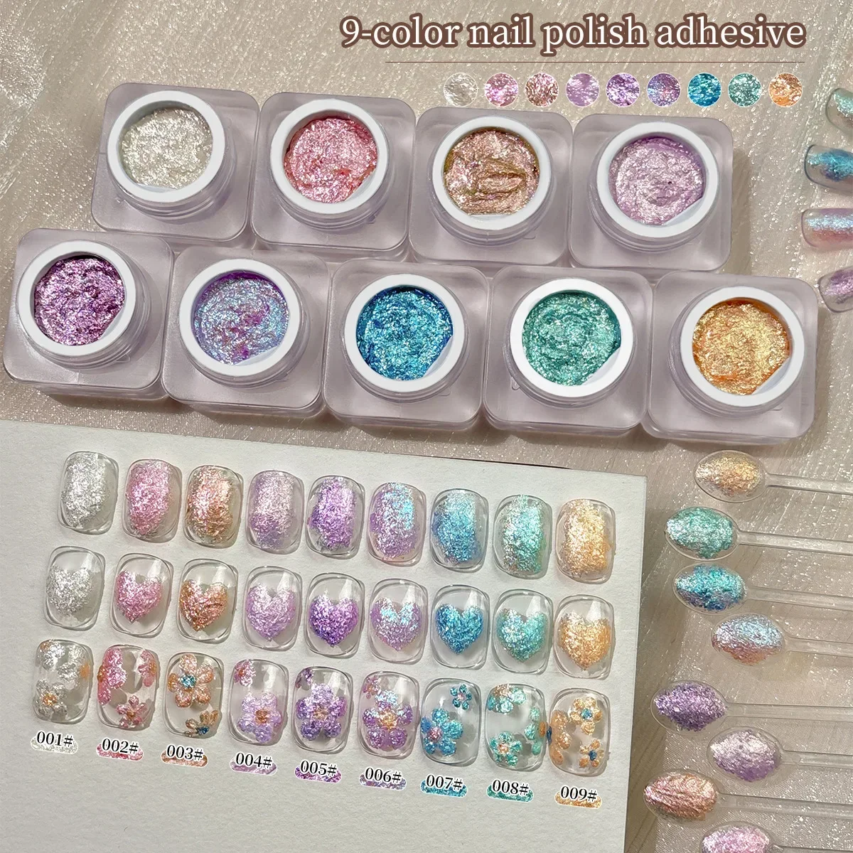 9 가지 색상 6ML 블링 머드 솔리드 네일 안료 오로라 페어리 파우더 크림 먼지 쉬머 크롬 텍스처 바니시 매니큐어
