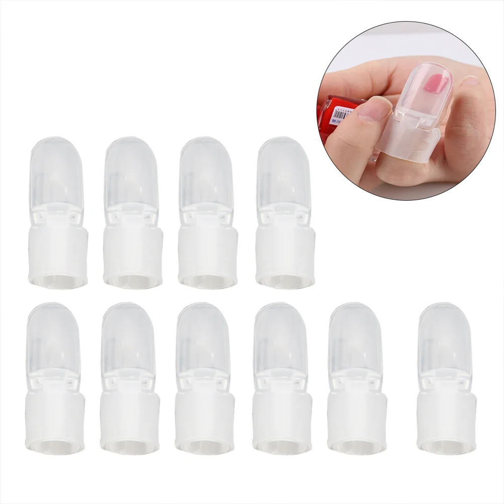 

10pcs Transparent Cover Diy Wet Manicure Cover Nail Art Polish Shield Cap Nail Art Tips Clip Tool For Women
