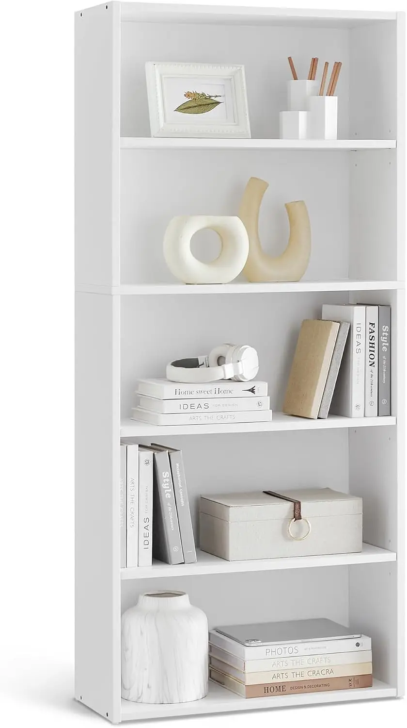 

5-Tier Bookshelf, Open Storage Shelf, 9.4 x 23.6 x 52.8 Inches, Cloud White, for Living Room, Home Office, Dining Room