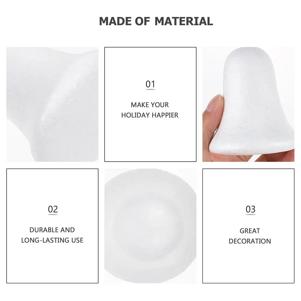 

10pcs Bell Shaped Ornaments Foam Diy Craft Unpainted Kits Christmas Party Handmade Projects Decorations Festival Layout