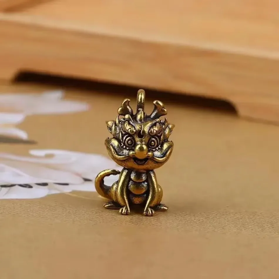 1 Pcs Creative New Brass Little Fire Dragon Statue Sitting & Standing Design Mini Craft Ornament Home Desktop Decor Accessories
