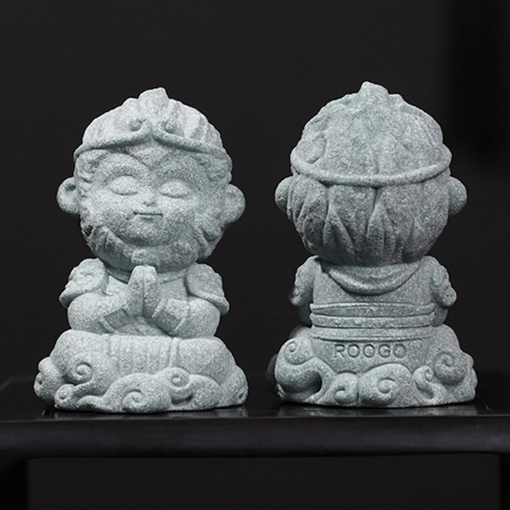 Pequeno macaco rei modelo mesa sun-wukong decoração macacos rei estátua wukong estátua de buda para casa decoração zen
