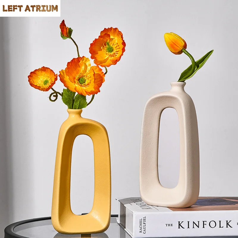 

Окрашенная керамическая ажурная ваза для гостиной, обеденный стол, композиция из сухих цветов, контейнер для цветов, гидропонная ваза, украшение дома