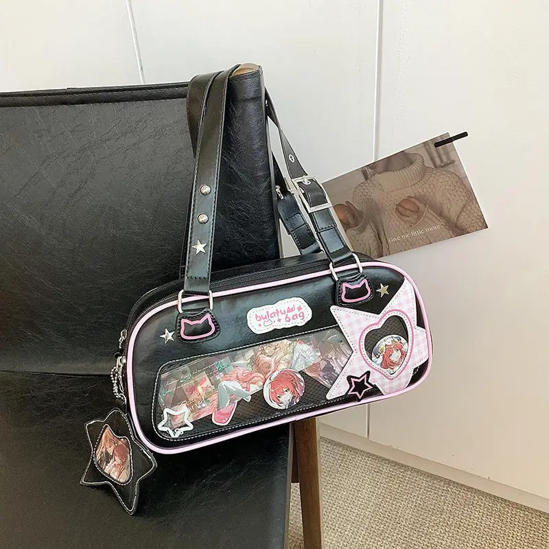 Bolsa de ombro feminina de alta capacidade, bolsas doces para meninas, moda japonesa, axilas, MBTI-Kawaii, Jk, 2024