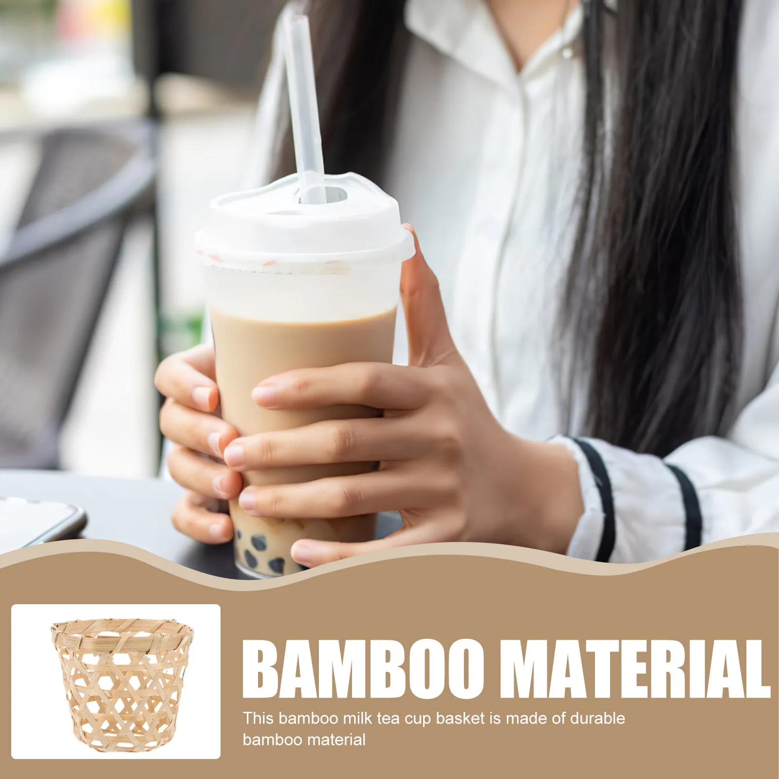 

Набор из 2 бамбуковых подставок для чашек: стильные, ручной работы, для многоразовых стаканов и кружек, экологичные, для дома