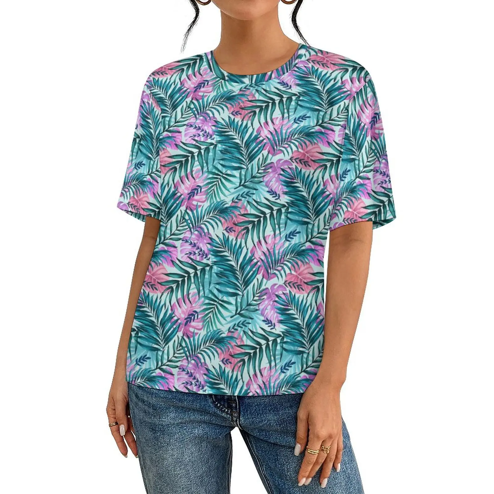 Tropical Palm T-Shirt For Man Monstera Leaves Graphic O Neck T Shirts Beach Fashion Tops Short Sleeve Street Style Big Size Tees