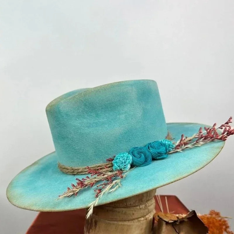 Chapeau Panama en laine Homburg, chapeau exotique pour femmes hommes, accessoires Photo occidentaux pour hommes femmes,