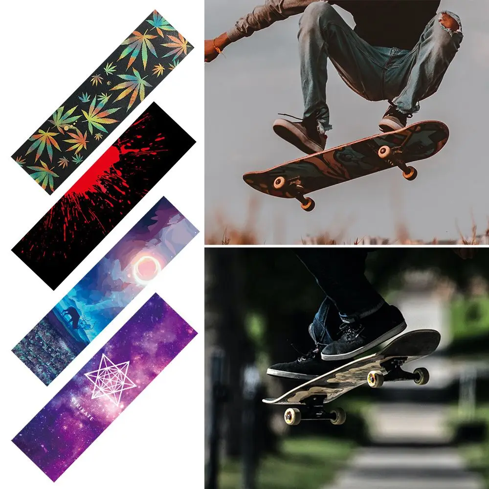 Double Rocker Non-slip Self-adhesive Skateboard Sandpaper Skate Board Deck Sticker Electric Scooter Grip Tape