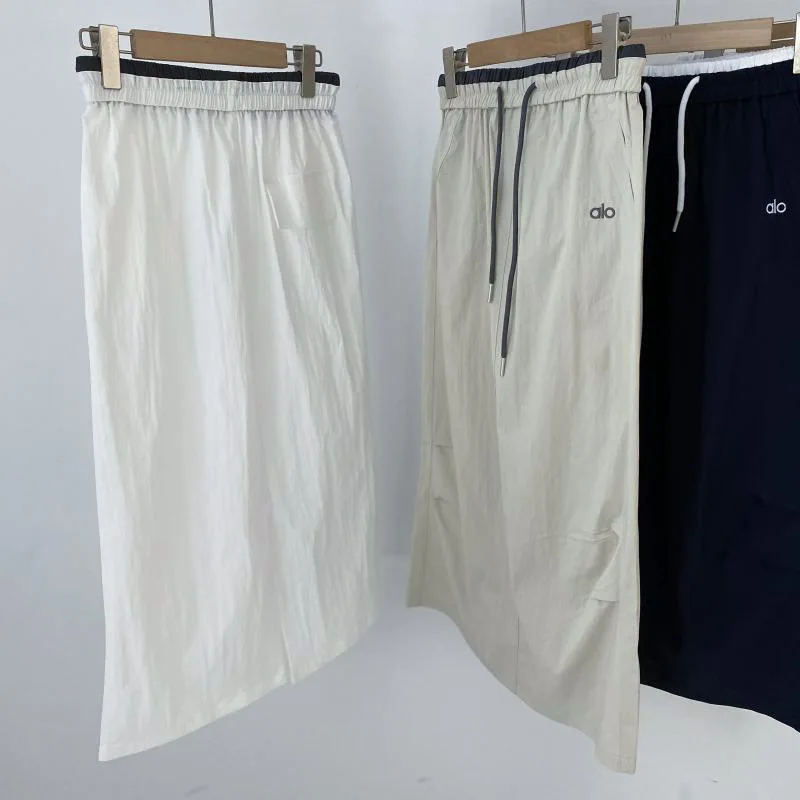 

Spring Summer 2025 Korean Sle Embroidered Letter Contrast Color Elastic Waist Slimming Casual Workwear Skirt for Women