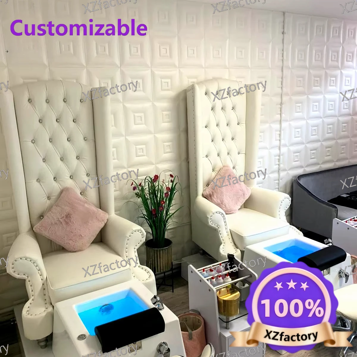 

Customizable Professional High Back Pedicure Chair Manicure Pedicure Throne Chair for Foot Spa