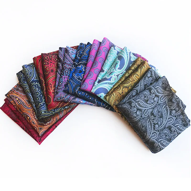 Men Pocket Square Hanky New Design Suit Pocket Handkerchief Fashion Paisley Grey Gold Color Hanky Man Daily Outfits Accessories