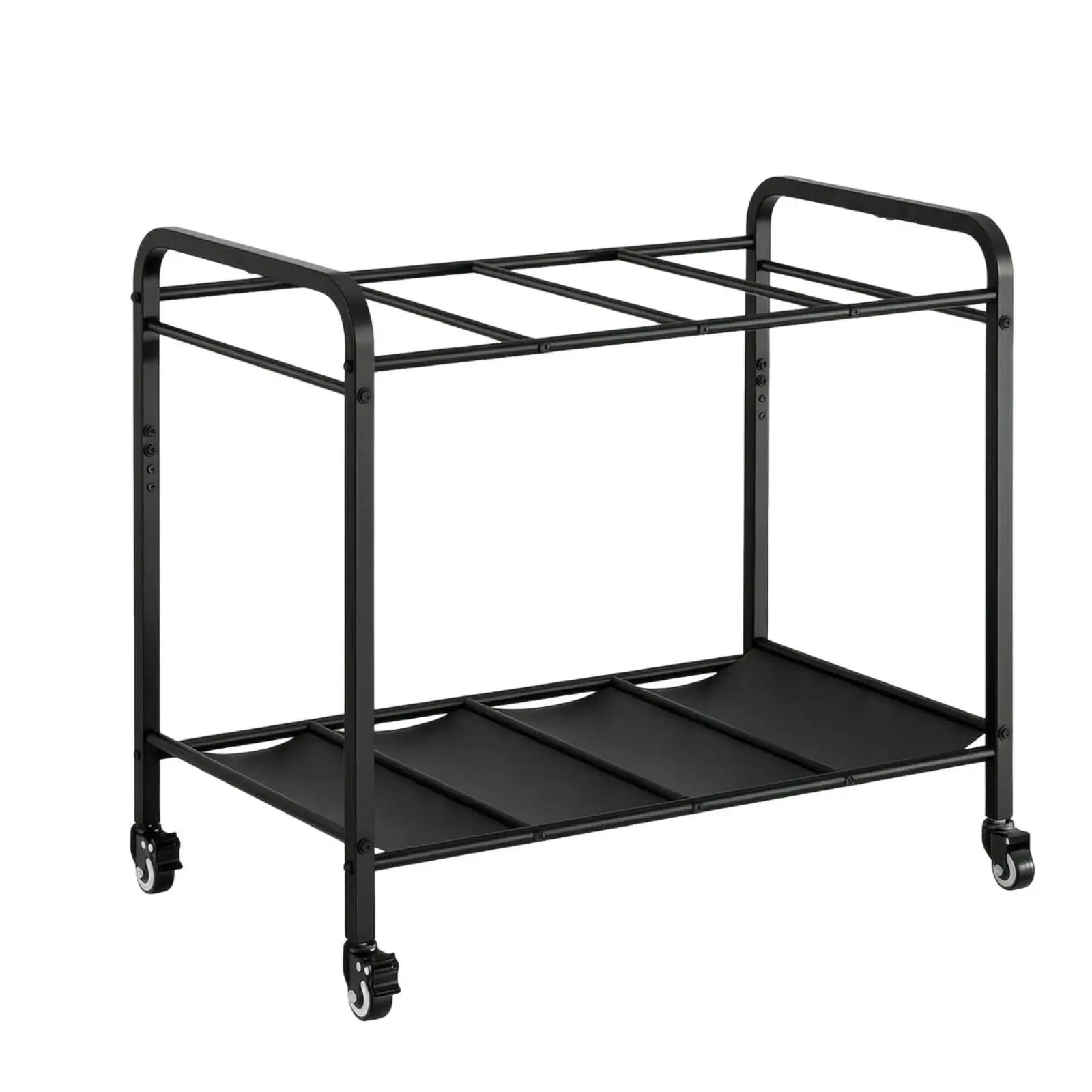 Fitness Gear Organizer Movable Storage Cart with Open Shelf for Training Mats and Home Gym Equipment