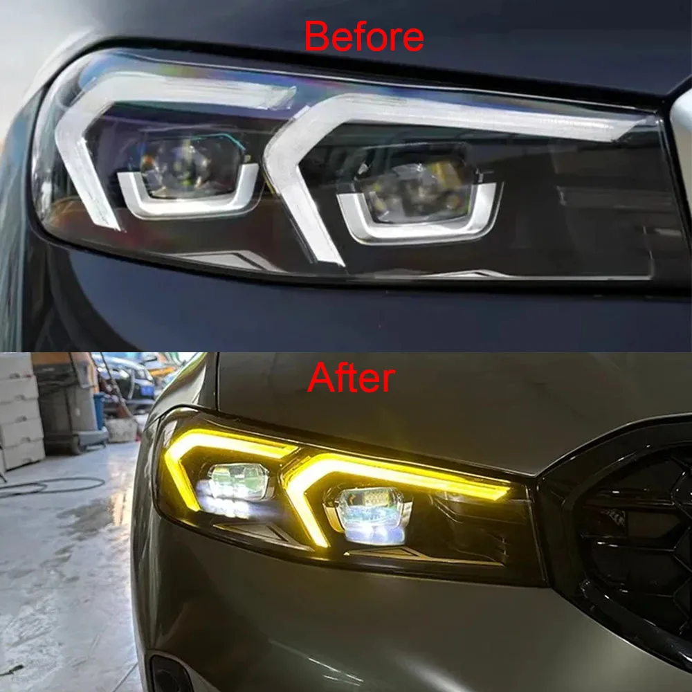 Yellow Angel Eyes DRL LED chip per BMW serie 3 G20 LCI LED Headlight Euro 2023 + Superbright Yellow Daylight Lightsource