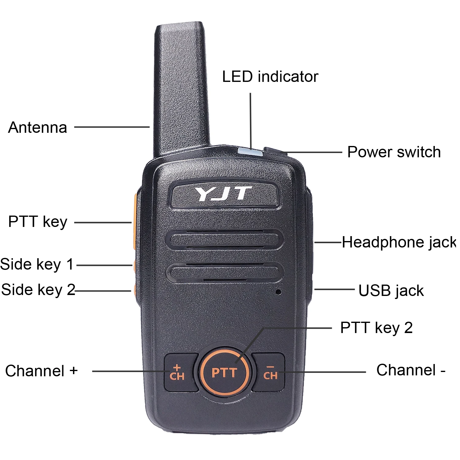 Yjt K11 Dual Ptt Pmr 446 Twee Weg Radio Pmr446 Walkie Talkie Set 2 Stuks Met Type C Poort