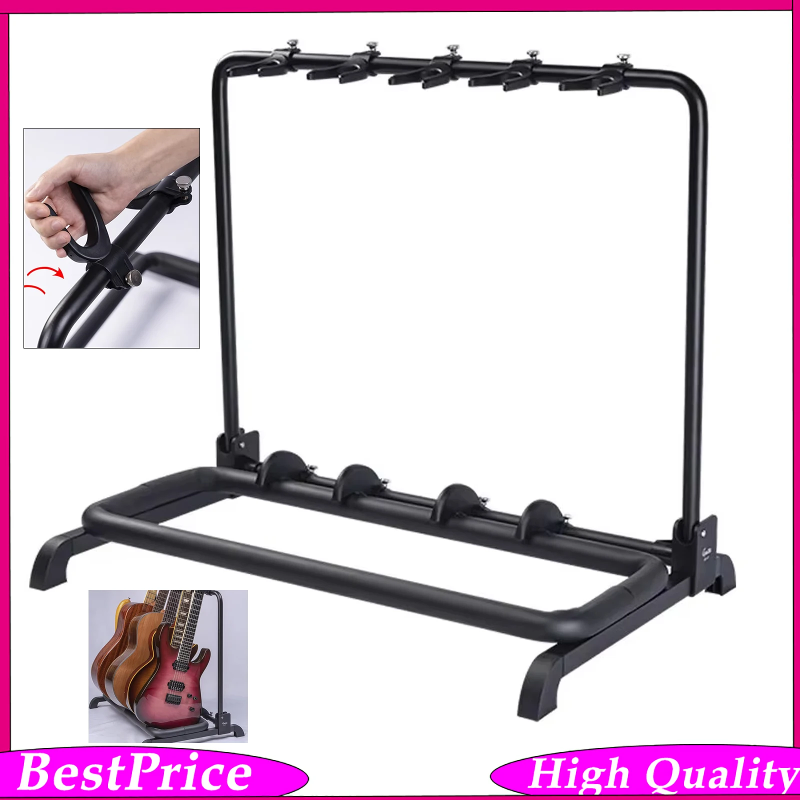 GGS-07 Guitar Stand Holds Up To 5 Guitars Musical Rack Bracket For Guitar Parts & Accessories Universal Folding Holder