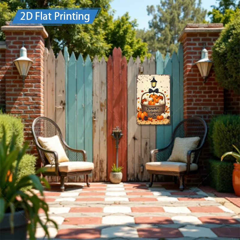 1 قطعة 8x12 بوصة علامة معدنية ريفي اليقطين التوابل الحياة تين تسجيل | ديكور المزرعة في الخريف | فن موسم الحصاد #3