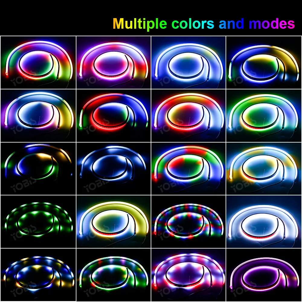 Car LED Daytime Running Light Flowing APP Control Symphony 60CM RGB DRL Flexible Running Lights Turning Lamp Decorative Lamp 12V