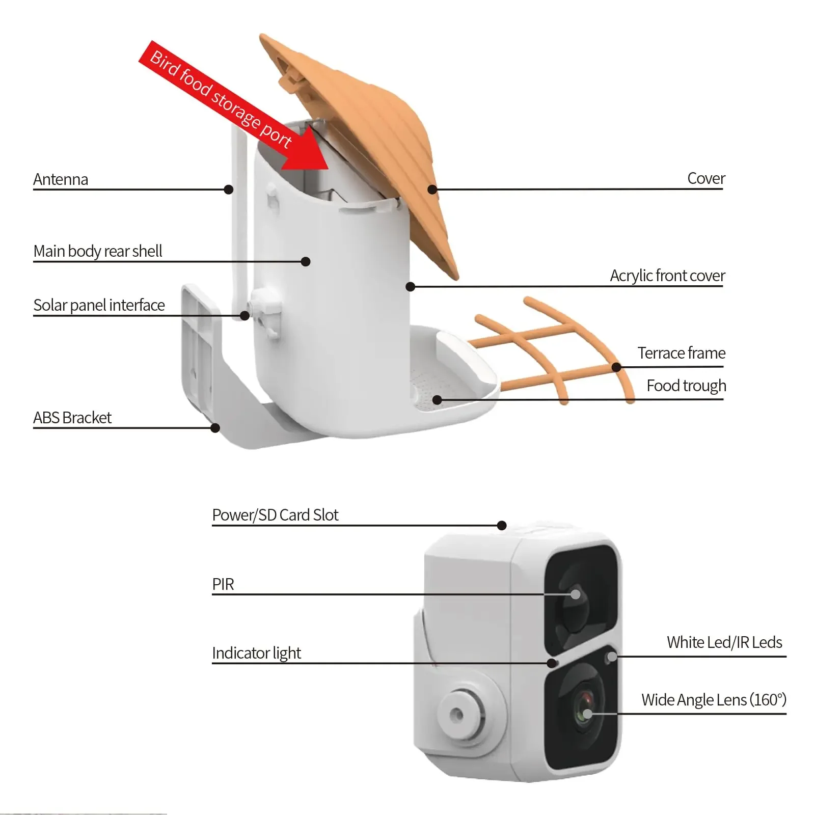 AI Recognition Smart Bird Feeder with 1080P Camera Pir Auto Record Bird Videos Smart AI Recognition for Bird Lover