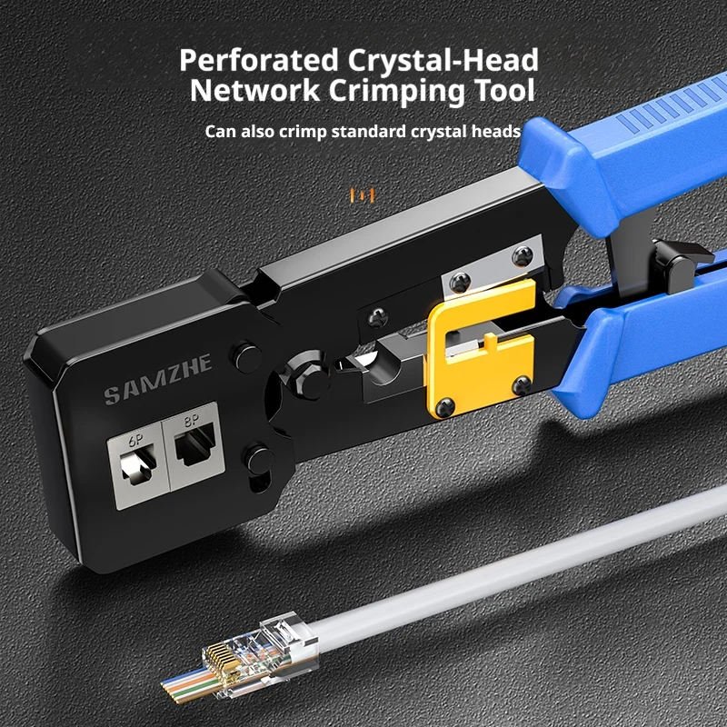 SAMZHE RJ45 Crimper Hand Network Tools Pliers RJ12 Cat5 Cat6 8P8C Cable Stripper Pressing Clamp Tongs Clip Multi Function