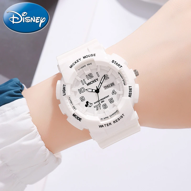 Disney-reloj de cuarzo con calendario semanal para niños, cronógrafo luminoso, resistente al agua, con caja