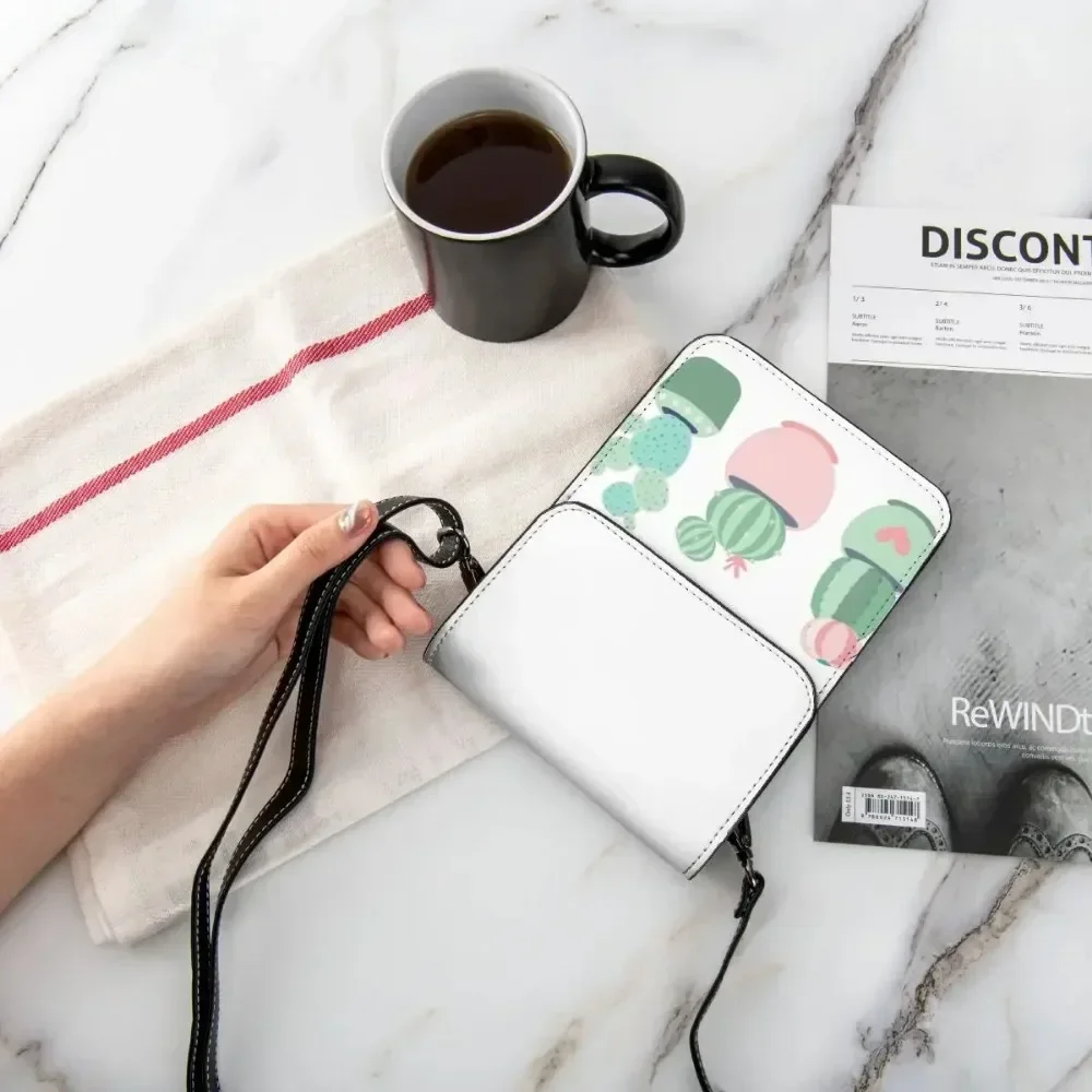 Cactus Shoulder Bag Student Gifts Mobile Phone Bag Funny Leather Work Bags