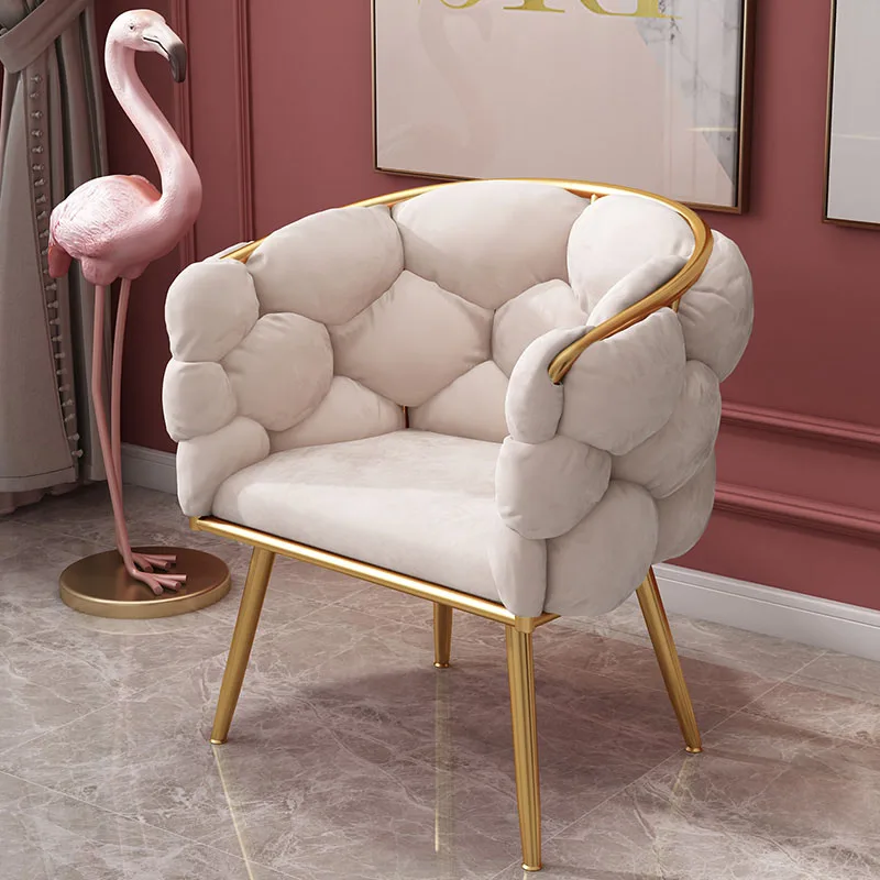 Makeup Chair Pink Velvet Modern Design Furniture Living Room Leisure Armchair Luxury Bedroom Dresser Soft Chairs